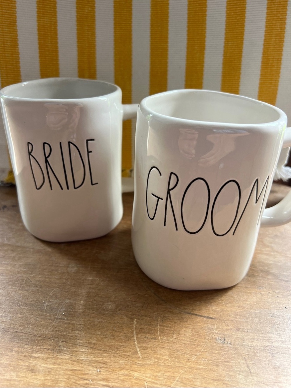 Bride & Groom White Ceramic Mug Set - Wedding Coffee Mugs